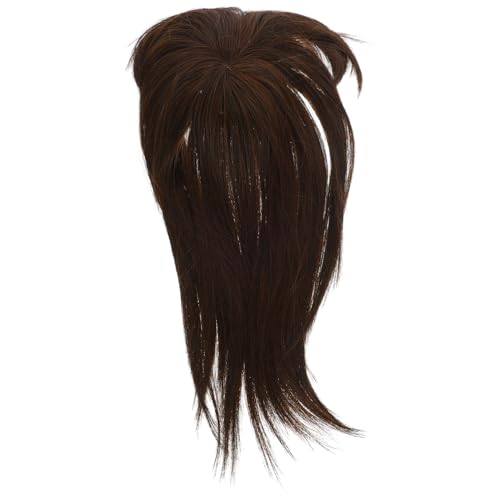 MUCKLILY Haartopper Frauen Natürliches Haarteil mit Dickem Innennetz und Fransen Unsichtbarer Haarersatz für Dünner Werdendes Haar Anpassbar und Nahtlos Hellbraun von MUCKLILY