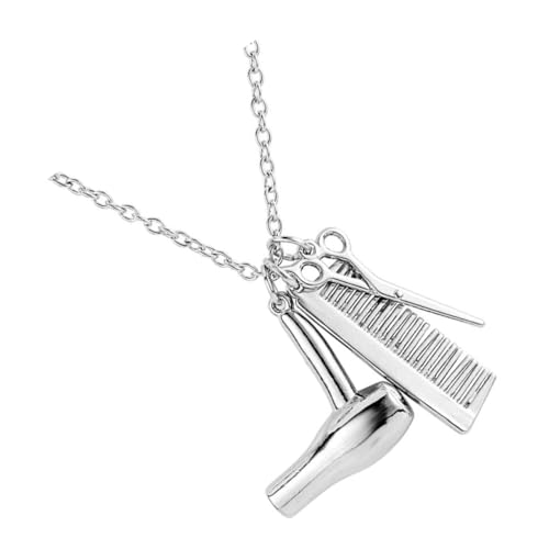 MUCKLILY Hairstylist Halskette mit Anhängern Kamm Föhn Schere Eleganter Friseurschmuck Leichte Damen halskette für Alltag und Geschenk Einfache Kombination zu Pullover Mantel Schal von MUCKLILY