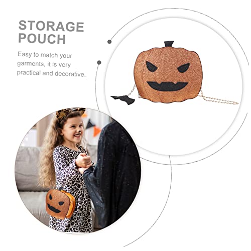 MUCKLILY Halloween Damen Umhängetasche Kürbisform mit Fledermaus Anhänger PU Kettentasche Mittelgroß Strapazierfähig Modisch für Partys und Alltag von MUCKLILY