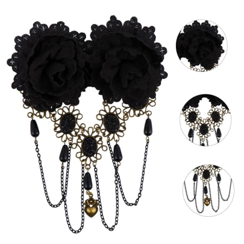 MUCKLILY Halloween Haarschmuck Spitzen haarspange Gothic Stil Kopfbedeckung Schwarz für Frauen und Mädchen Leichter Stabiler Haarnadel mit Feinem Spitzen design für Halloween Party Club von MUCKLILY