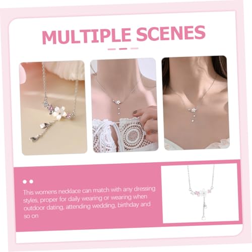 MUCKLILY Halskette Damen Zarte Kirschblüten Blütenanhänger mit Quaste Modische Damenkette Leichtes Hautfreundliches Schmuckstück für Alltag und Party Geschenkidee für Frauen von MUCKLILY