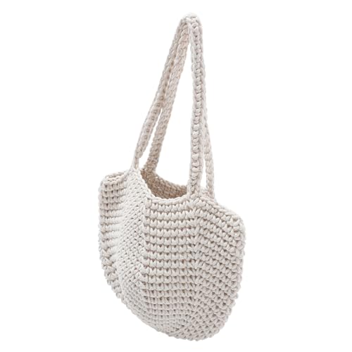 MUCKLILY Handgefertigte Woven Tote Bag Damen Schultertasche Strandtasche Baumwollseil Sommer Beuteltasche Leicht Robust für Urlaub Shopping Geschenk von MUCKLILY