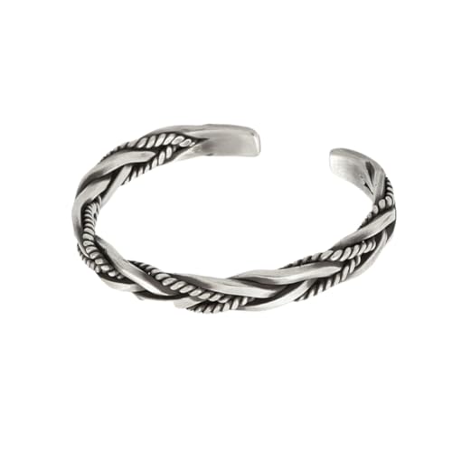 MUCKLILY Handgefertigter Vintage Armreif aus Sterlingsilber mit Flechtmuster Offenes Design Modischer Schmuck für Damen und Herren Authentischer Thailändischer Armschmuck von MUCKLILY