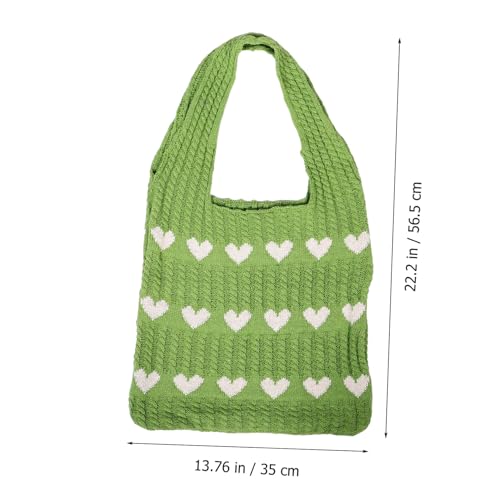 MUCKLILY Handgestrickte Umhängetasche Damen Herzmuster Weiche Wolltasche Schultertasche Small Tote Vielseitig für Alltag und Freizeit von MUCKLILY