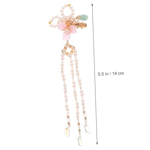 MUCKLILY Hanfu Haarclip mit Perlen und Blumen Rosa Quasten Haarschmuck für Mädchen Traditioneller Chinesischer Haarspangen Kamm Eleganter Hanfu Haarschmuck für Festtage und Alltag von MUCKLILY