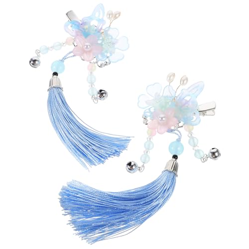 MUCKLILY Hanfu Haarspangen Im Antik-stil Mit Schmetterling Und Quasten Für Mädchen Traditionelle Chinesische Haaraccessoires Für Dickes Haar Und Besondere Anlässe Blau von MUCKLILY
