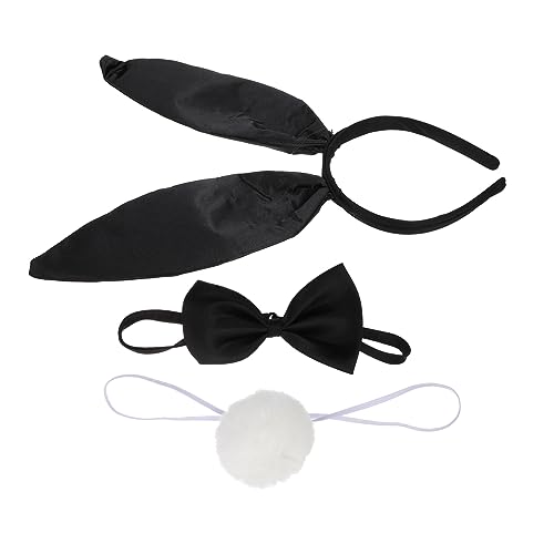 MUCKLILY Hasenohren Stirnband Satz Mit Hasenschwanz Und Fliege Für Kostümparty Karneval Und Halloween Plüsch Hasenohren Haarreif Kostüm Requisite Für Erwachsene Und Kinder von MUCKLILY