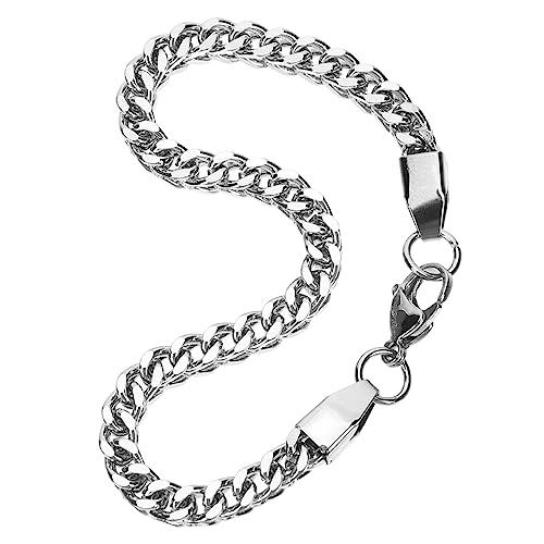 MUCKLILY Herren Armband Stahlfarbiges Gliederkettenglanzarmband Langlebig Leicht Tragbar Modisch Für Alltag Strandparty Geburtstag von MUCKLILY