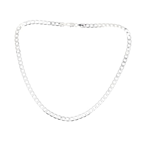 MUCKLILY Herren Halskette Plattierte Kubanische Link Chain Necklace Modische Silberkette mit Flachem Design Stilvolles Schmuckaccessoire für Alltag Party und Büro von MUCKLILY