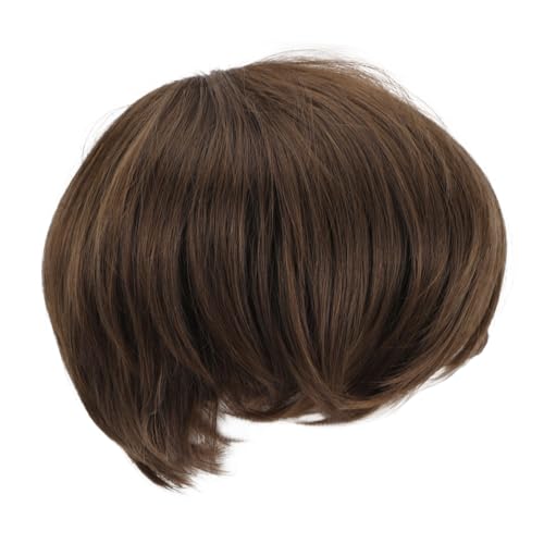 MUCKLILY Herren Kurzhaarperücke Dunkelbraun Synthetische Haarverlängerung Atmungsaktiv Scheitel Stilvoll Für Alltag Cosplay Halloween Party von MUCKLILY
