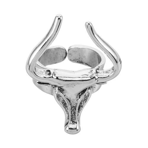 MUCKLILY Herrenring Bullkopf Metall Robust Langlebig Retro Stil Einzigartiges Design für Partys Singles Modischer Finger Schmuck Cooler Statement ring von MUCKLILY