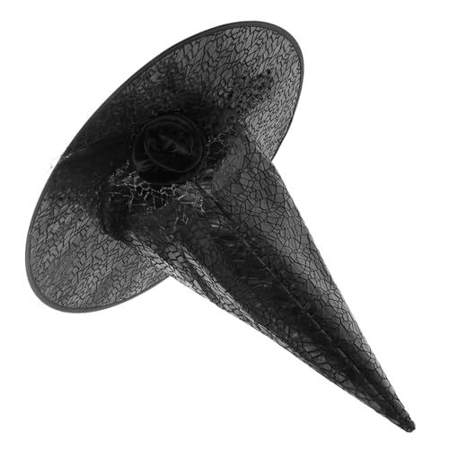 MUCKLILY Hexenhut mit Spitze und Rosen design Halloween Kostümhut aus Langlebigem Stoff mit Elegantem Netzschleier Party Cosplay Zubehör für Mädchen und Erwachsene von MUCKLILY