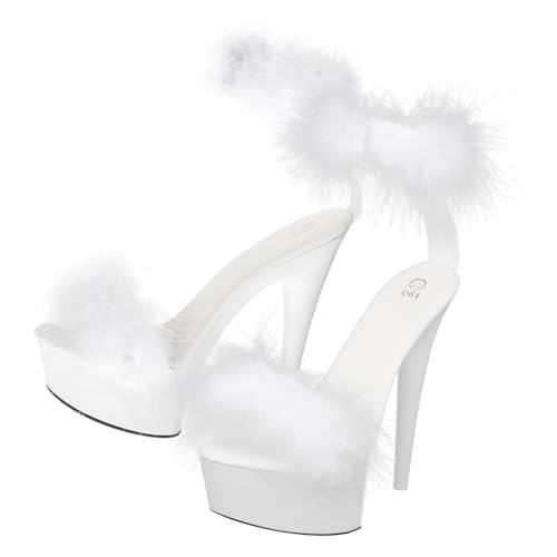 MUCKLILY High Heels Sandalen Damen Weiß Ultra High Heel Rutschfeste Plateau Sandalen Sommer Schuhe Komfortabel Strapazierfähig von MUCKLILY