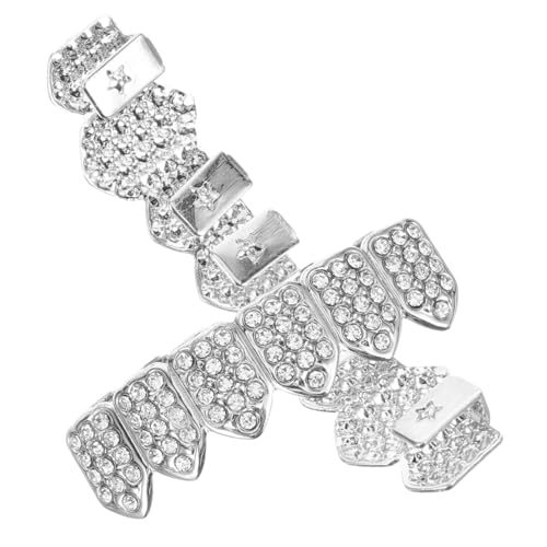 MUCKLILY Hip Hop Grills Silberfarbene Abnehmbare Zähne Schmuck Komfortabel Passend Für Rapper Kostüme Halloween Party Modische Streetwear Zubehör von MUCKLILY