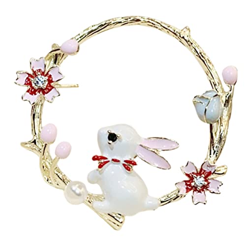 MUCKLILY Hübsche Kaninchen Brosche Charmanter Wreath Anstecker für Frauen Stilvolle Kleidung Accessoire für Besondere Anlässe und von MUCKLILY