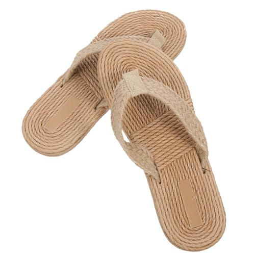 MUCKLILY Imitationsstroh Sandalen Damen Strand Schuhe Flach Leicht Komfortabel Sommer Badeschuhe Für Urlaub Strandspaziergang von MUCKLILY