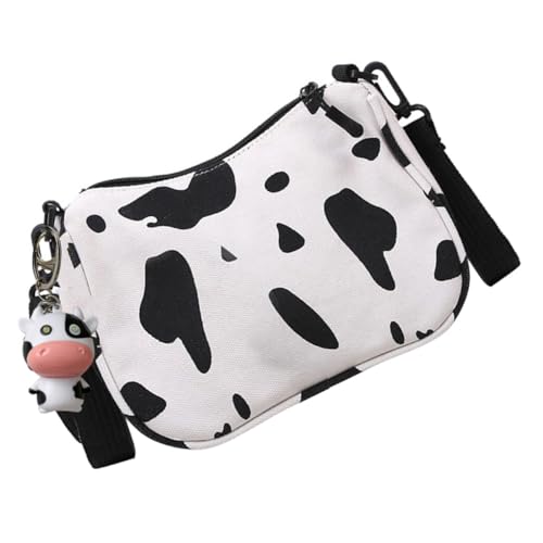MUCKLILY Japanische Canvas Crossbody Bag mit Kuhmuster Vielseitige Umhängetasche aus Robustem Segeltuch Praktische Einzel schultertasche für Arbeit Schule und Freizeit mit Weichem von MUCKLILY