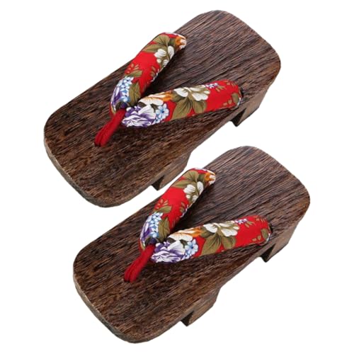 MUCKLILY Japanische Clog Schuhe Damen Holz Sandalen Leicht Sommer Hausschuhe Traditionell Stilvoll Für Zuhause Outdoor Cosplay von MUCKLILY