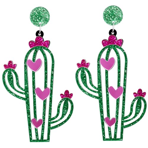 MUCKLILY Kaktus Ohrringe für Damen Leichte Tropfenohrringe Modischer Schmuck für Frauen Bohemian Pflanzen Ohrschmuck Geschenkidee für Freundinnen und von MUCKLILY
