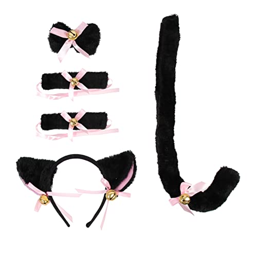 MUCKLILY Katzenohren Kostümset Mit Haarreif Und Glöckchen Für Tier-cosplay Für Karneval Halloween Und Geburtstagsfeiern von MUCKLILY