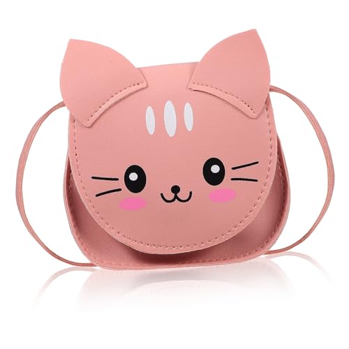 MUCKLILY Kindertasche Mädchen Pu Kunststoff Umhängetasche mit Katzenmotiv Leichter Crossbody Bag mit Großer Kapazität für Schule Freizeit Party Süße Kleine Schultertasche für Mädchen von MUCKLILY