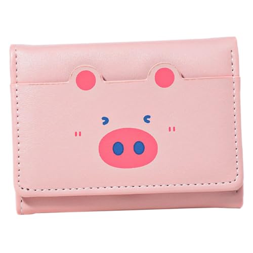 MUCKLILY Kleine Damen Geldbörse Kurz mit Münzfach und Mehreren Kartenfächern Leichte Frauen Clutch Portemonnaie Modisch und Praktisch für Shopping und Reisen Süßes Rosa Cartoon Design von MUCKLILY