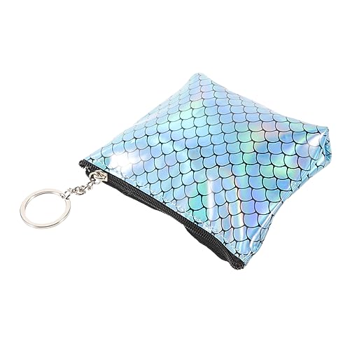 MUCKLILY Kleine Damen Geldbörse aus PU Material mit Reißverschluss Kompaktes Kartenetui im Fischschuppen Design Praktische Clutch für Münzen Bankkarten und Alltag für Schule und Büro von MUCKLILY