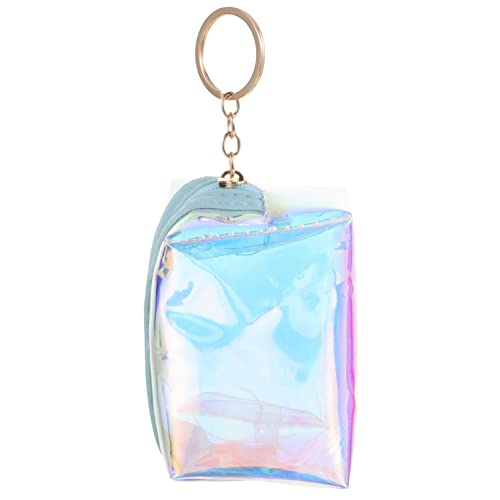 MUCKLILY Kleine Geldbörse Damen PVC Münzfach Schlüsselanhänger Portemonnaie für Teens Modisch Transparent Blau Langlebig Kompakt für Handtasche und Alltag von MUCKLILY