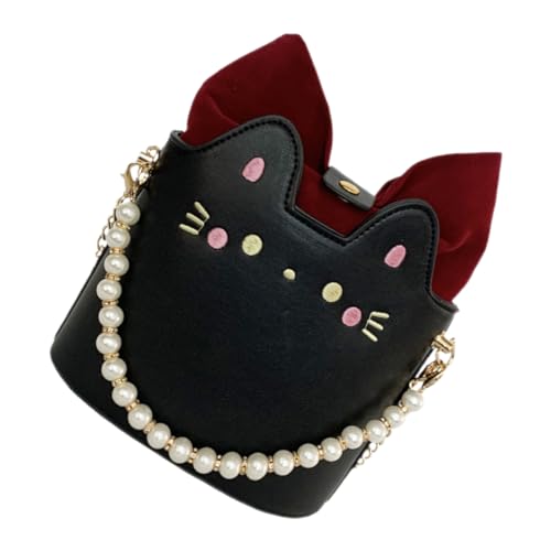 MUCKLILY Kleine Mädchen Umhängetasche mit Katzenmotiv Modische Crossbody Bag Multifunktionale Leichte Schultertasche für Party Shopping und Alltag Handlich und Stilvoll mit Kettendetail von MUCKLILY