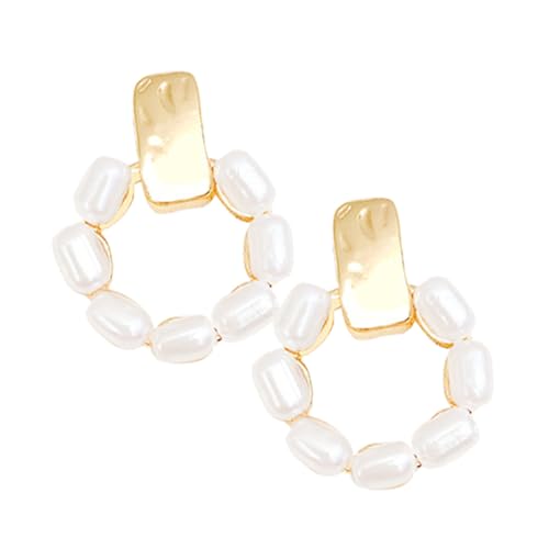 MUCKLILY Perlencreolen Ohrringe Für Damen Mit Kunstperlen Runde Perlenohrringe Leichter Und Eleganter Ohrringschmuck Für Alltag Und Partys von MUCKLILY