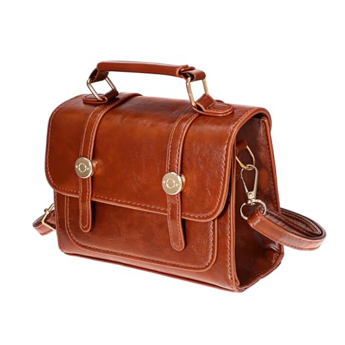 MUCKLILY Kleine Umhängetasche Damen Braun PU Handtasche mit Griff Verstellbar als Schultertasche Robustes Material Vielseitig für Alltag und Reisen Modisches Design für Frauen von MUCKLILY