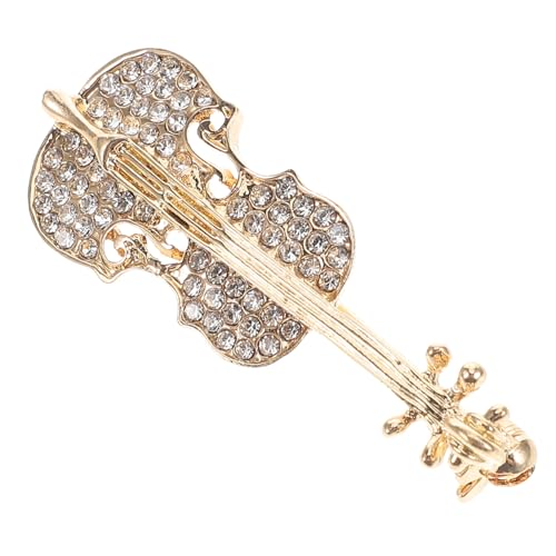 MUCKLILY Kleine Violin Brosche aus Legierung mit Lebendigem Emaille Design Modisches Musikthema Vielseitiger Anstecker für Kleidung Pullover Schals Damen und Herren Goldfarbene von MUCKLILY