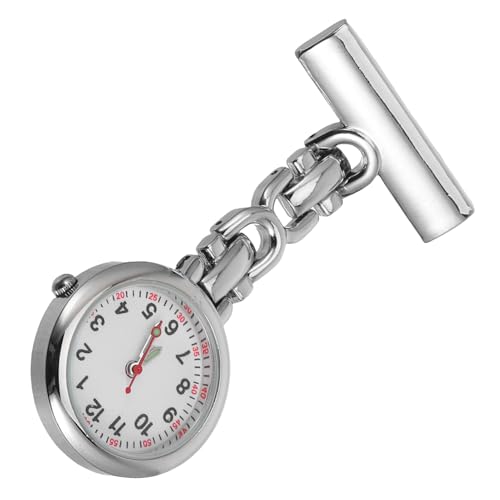 MUCKLILY Krankenpflegeuhr Krankenschwesteruhr Medizinische Uhr Tragbare Taschenuhr Für Ärzte Pflegekräfte Hängeuhr Mit Anstecknadel Brosche Weiß von MUCKLILY