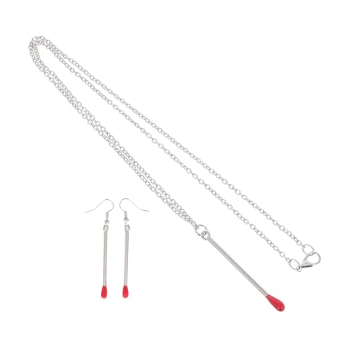 MUCKLILY Mädchen Streichholzohrringe Und Streichholzhalskette Schmuckset Für Damen Humorvolle Verspielte Stilvolle Ohrringe Und Halsketten Set Für Hochzeit Geburtstag Party Gastgeschenke von MUCKLILY
