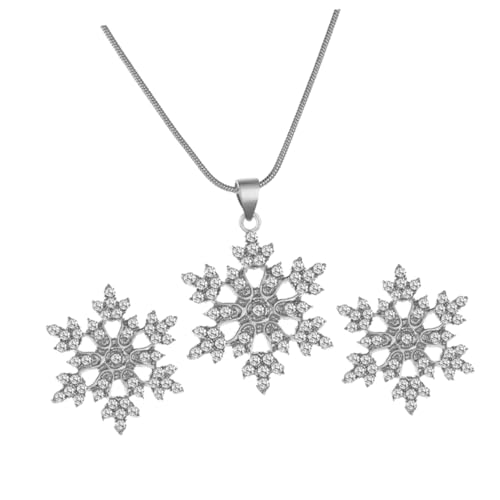 MUCKLILY Schneeflocken Schmuck Glitzer Halskette Strass Ohrhänger Ohrringe Für Damen Hochzeit Party Legierung Accessoire von MUCKLILY