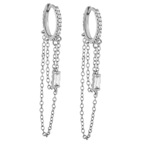 MUCKLILY Kühle Ketten ohrringe mit Quaste Stilvolle Dangle hoops für Damen Elegantes Design Angenehm zu Tragen Modischer Schmuck für Besondere Anlässe und Alltag Silberfarben von MUCKLILY