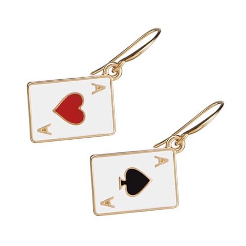 MUCKLILY Leichte Modische Damen Ohrringe im Pokerkarten design Goldfarben Eleganter Tropfenstil Auffälliger Modeschmuck für Geburtstag Party und Alltag von MUCKLILY