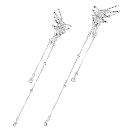 MUCKLILY Leichte Schmetterling Ohrklammer mit Kette Damen Ohrclip Piercingfrei Eleganter Ear Cuff Ohrring Angenehm Tragbar Modisches Accessoire für Alltag und Party von MUCKLILY