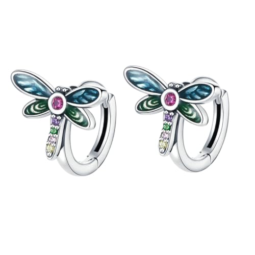 MUCKLILY Libellen Ohrstecker Damen Sterling Silber Ohrschmuck mit Buntem Zirkonia und Farbigem Emaille Modische Insekten Ohrringe für Alltag Party und Festtage von MUCKLILY
