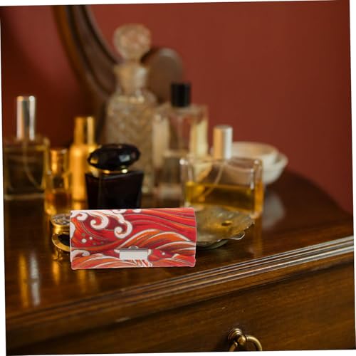 MUCKLILY Lippenstift Aufbewahrungstasche mit Spiegel Chinesischer Stil Lippenstift Etui aus Strapazierfähigem Tragbarer Kosmetik Organizer für Handtasche Make Up Reiseetui Geschenkidee für von MUCKLILY