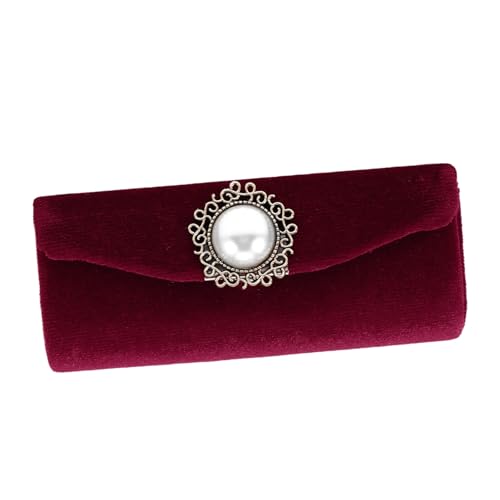 MUCKLILY Lippenstiftbox mit Spiegel Vintage Kosmetiktasche für Lippenstifte Lippenbalsam und Make Up Organizer für Reisen und Partys Weinrot von MUCKLILY