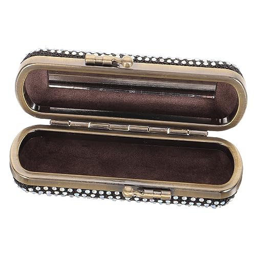 MUCKLILY Lippenstifthalter Metall mit Spiegel Tragbares Lippenstiftetui für Handtasche Edle Lippenstiftaufbewahrung Kompakte Kosmetiktasche für Damen Stilvolles Accessoire für Make Up von MUCKLILY
