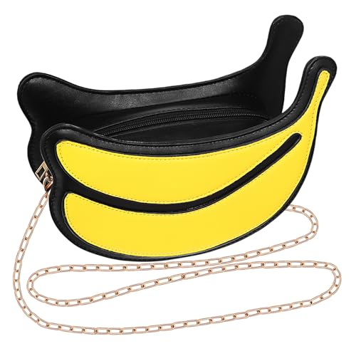 MUCKLILY Lustige Bananen Umhängetasche Damen PU Material Robust Kleine Handytasche mit Verstellbarem Riemen Alltag Reise Shopping Accessoire von MUCKLILY