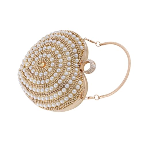 MUCKLILY Luxuriöse Abendtasche Damen mit Strassstein Herzform Kleine Handtasche für Hochzeit Party Bankett Prom Elegante Clutch Bag Goldfarben von MUCKLILY