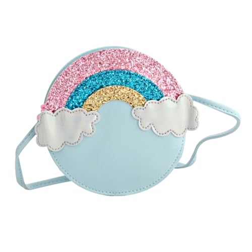 MUCKLILY Mädchen Umhängetasche Modisch Kleine Crossbody Bag mit Regenbogen dekor und Aufbewahrungstasche Geeignet als Geschenk für Geburtstage Weihnachten und Alltag Blau von MUCKLILY