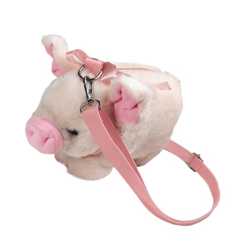 MUCKLILY Mädchen Umhängetasche mit Plüsch Schwein Design Kleine Schultertasche für Smartphone und Alltag Niedliche Tragbare Aufbewahrungstasche für Schule Shopping und Geschenk von MUCKLILY