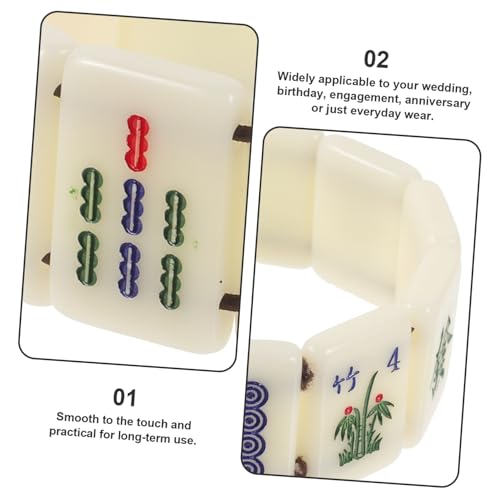MUCKLILY Mahjong Armband Elastisch Damen Herren Kreatives Chinesisches Glücksarmband mit Spielstein motiv Bequemes Stretch design Passendes Geschenk für Freunde von MUCKLILY