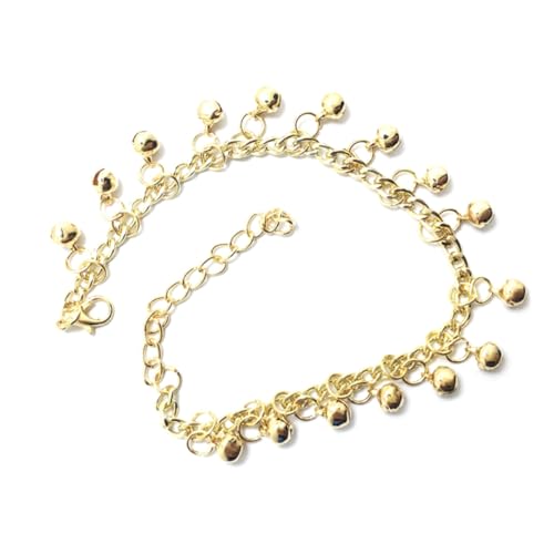 MUCKLILY Mehrlagige Verstellbare Fußkette mit Glöckchen Anhängern Damen Schmuck Goldener Knöchelband Modisch Komfortabel für Party und Alltag von MUCKLILY