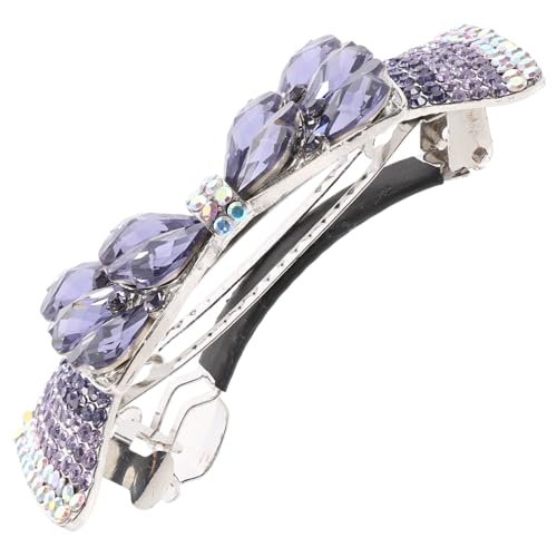 MUCKLILY Metallic Haarklammer mit Funkelnden Strasssteinen Schleifen design Große Haarspange für Damen Robuster Metallclip Eleganter Haarschmuck für Alltag Hochzeit und Party Violett von MUCKLILY
