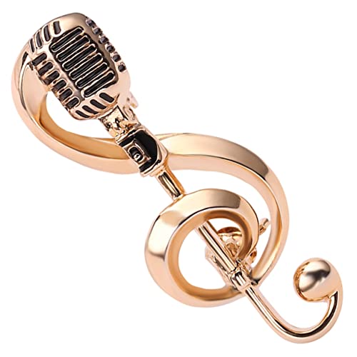 MUCKLILY Mikrofon Musik Brosche Pin für Frauen Vintage Noten Design Dekorativer Schmuck für Outfits Perfektes für Musikliebhaber Vielseitig Tragbar Kleidung von MUCKLILY